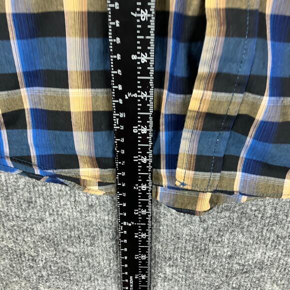 Ely Cattleman Button-Up Shirt Mens M Blue Tan Plaid Western Pearl Snap - Picture 4 of 9